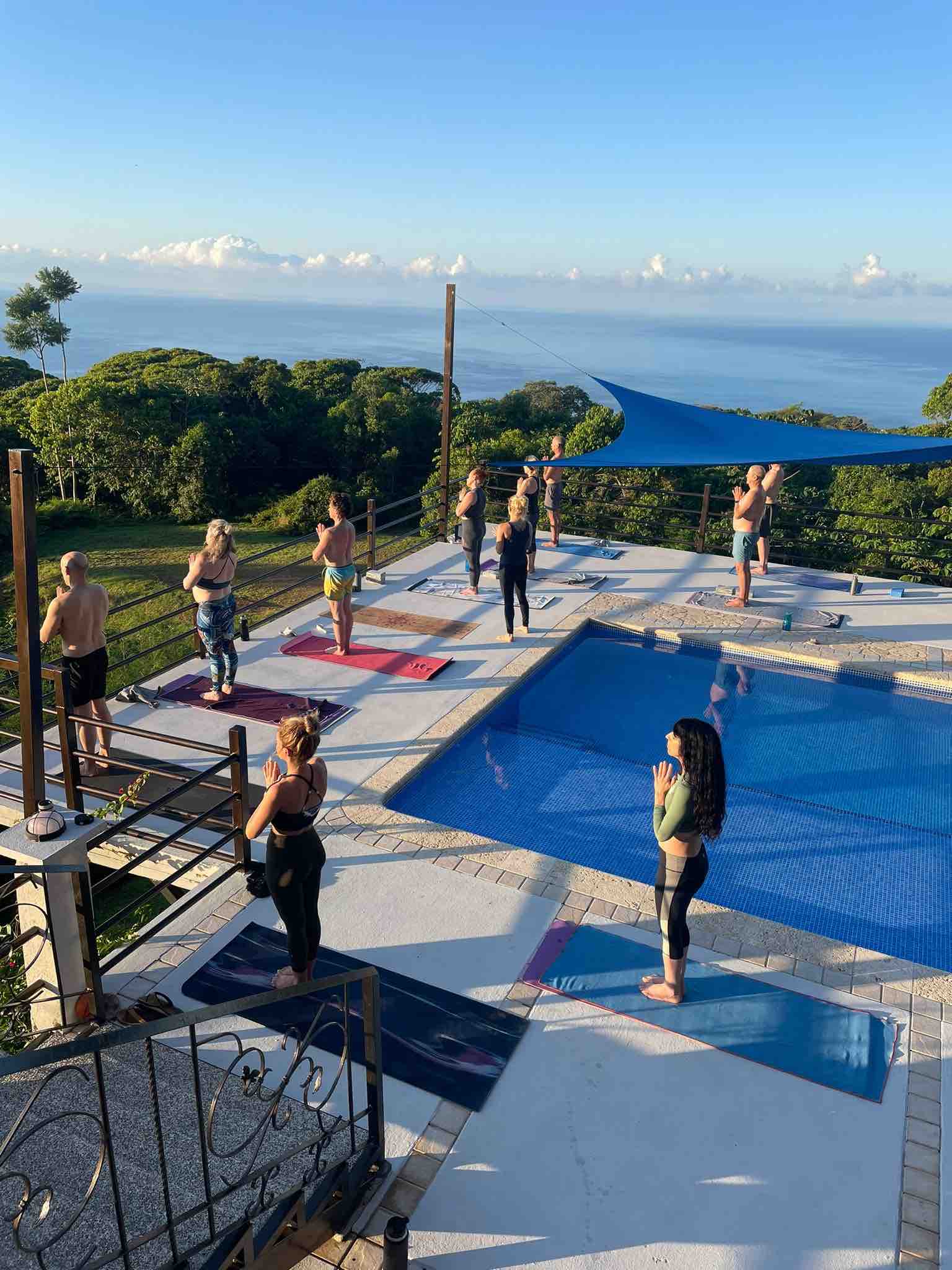 Yoga by pool