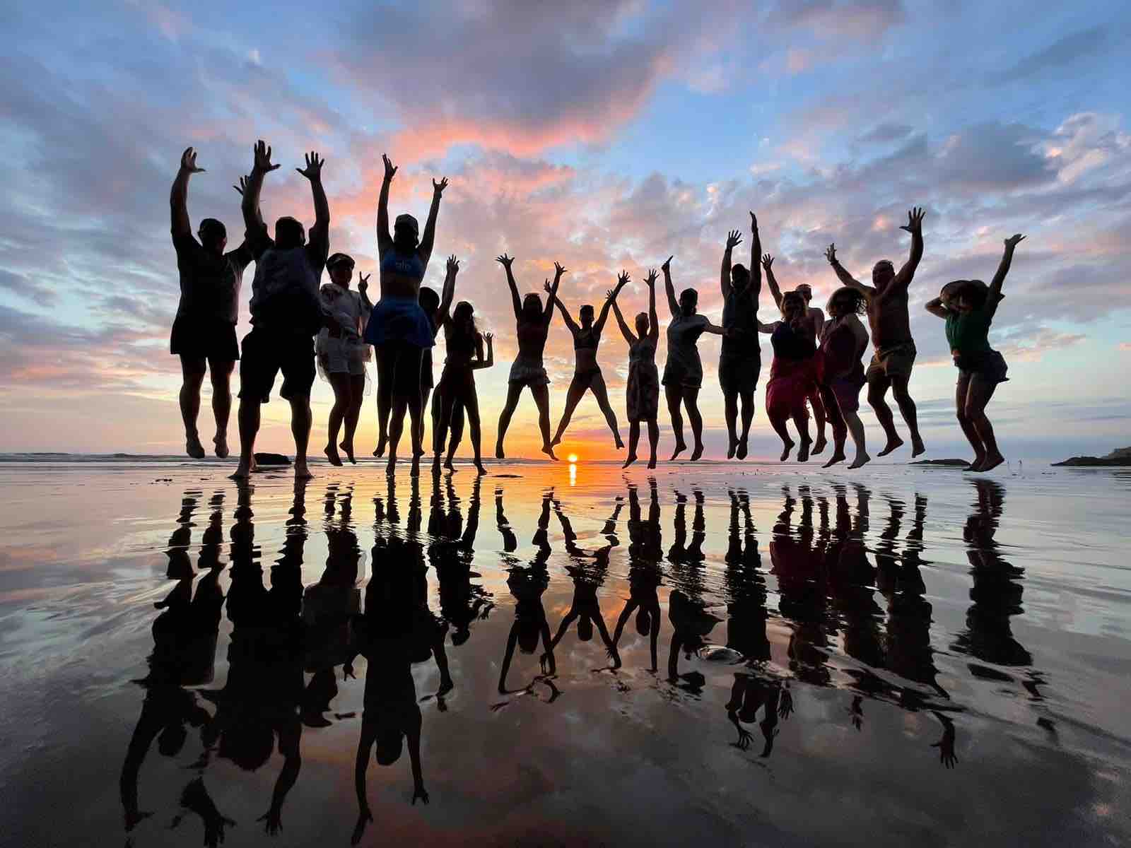 Yoga group beach